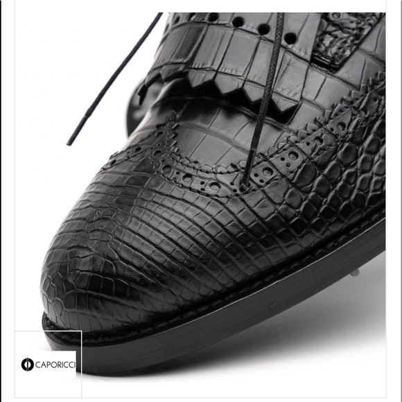 CAPORICCI REAL alligator golf shoes in Black - Picture 7 of 7